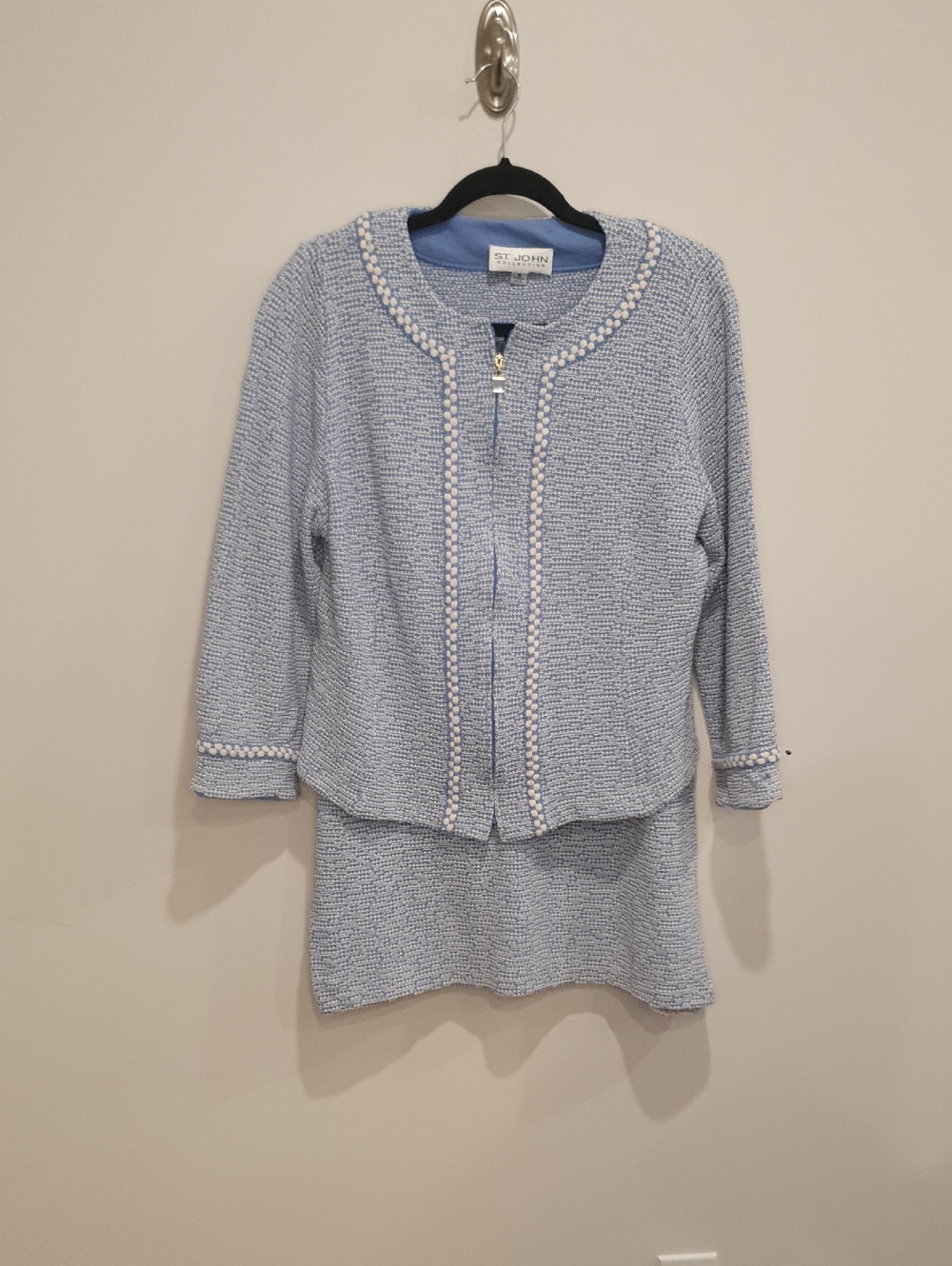 St. John Modern Light Blue Knit Two-Piece Set Size Large